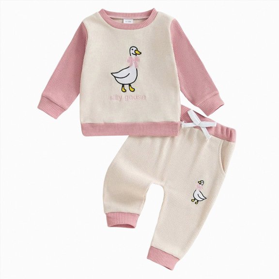 Ccpelsie Toddler Baby Girl Clothes Ruffle Shirt Pants Cute Outfit Set Fall Winter Outfits for Girls(Beige,18-24 Months)