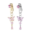 thumbnail image 4 of Anillo de ombligo de cobre con microincrustaciones, estilo mariposa rosa, ombligo falso sin agujero, anillo de ombligo falso sin perforación, joyería sexy para piercing en el ombligo, 4 of 5