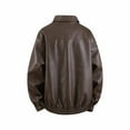 thumbnail image 6 of YueHuiYing Men's Lapel Leather Jacket Solid Color With Zipper Pockets Stylish Long Sleeve Biker Coat Casual Outwear Jackets, 6 of 7