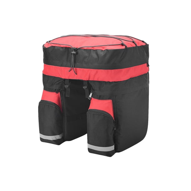 Soidarity Bolsa para bicicleta resistente al desgaste, resistente al agua, alforja para bicicleta, cremalleras dobles sólidas, estante trasero, ciclismo Ciclismo negro rojo Soidarity OD029691-02
