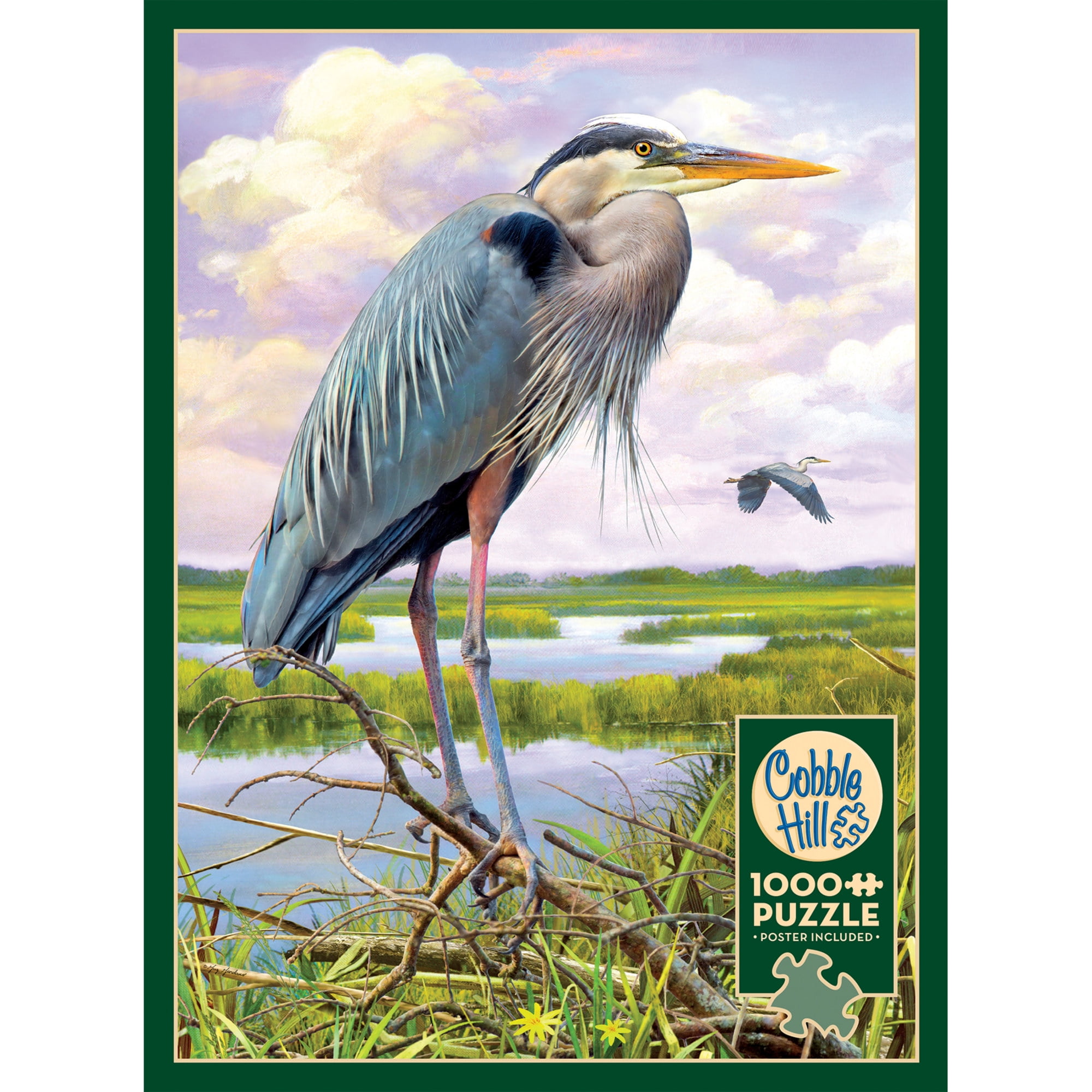 Cobble Hill 1000 Piece Puzzle: Heron - Reference Poster Included, High Quality Jigsaw, Earth Friendly Materials