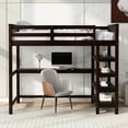 thumbnail image 4 of Harper & Bright Designs Twin Size Loft Bed with Storage Shelves, Wooden Twin Loft Bed Frame with Under-bed Desk for Boys Girls Teens Bedroom, Espresso, 4 of 14