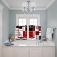 thumbnail image 3 of 2 Panels Kitchen Tier Curtains 39 Inch Length, Red Black Geometric Grommets Window Treatment Curtain, Contemporary Gray Abstract Stripes Thermal Curtains Drapes for Living Room/Bathroom, 3 of 9
