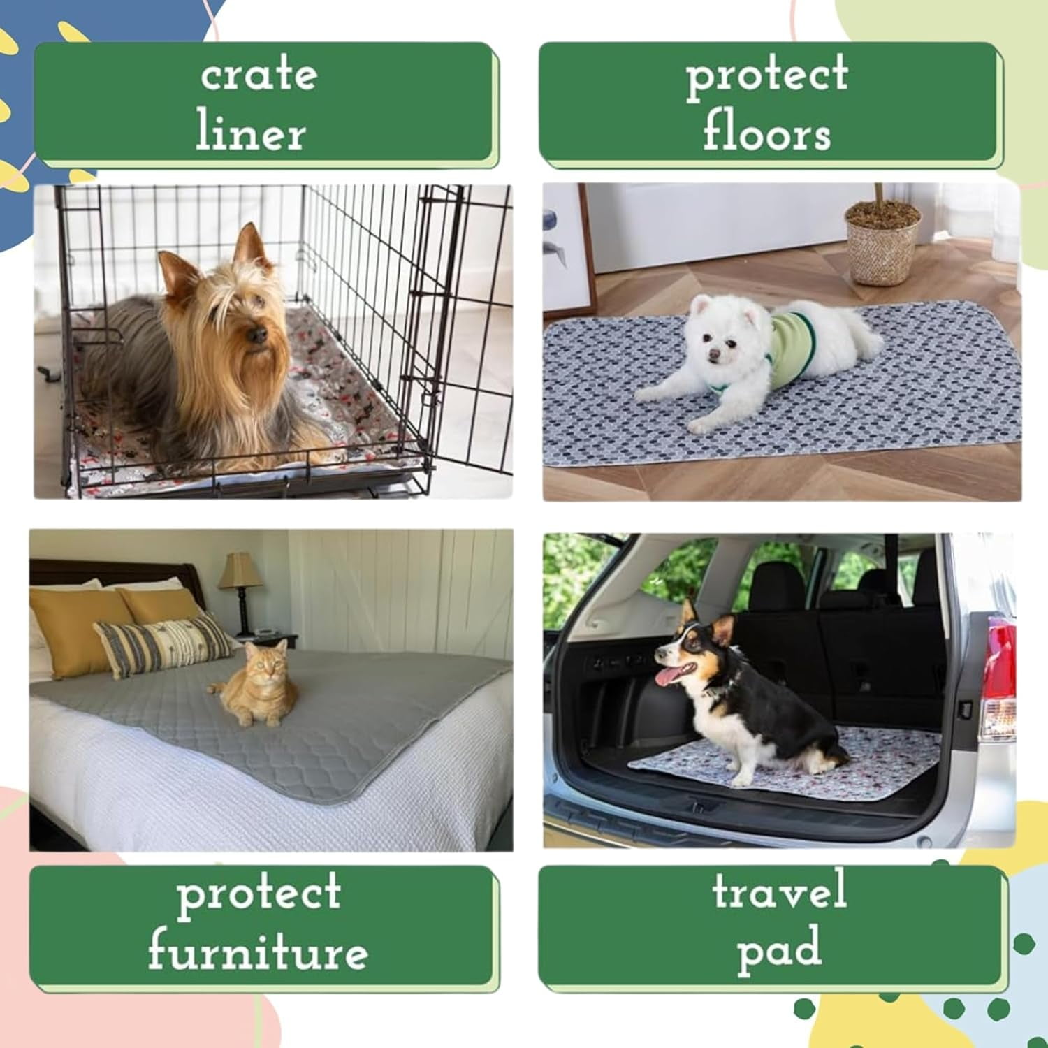 Caldwell's Pet Supply Co. 30x36 Washable Pee Pads for Dogs, Medium Dog Mats (Set of 2)