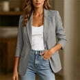 thumbnail image 2 of Cilsoka Blazers for Women Business Casual Jacket Elegant Solid Color Lapel Collar Blazer Oversize Loose Fully-Lined Work Office Suit with Pockets, 2 of 6
