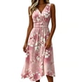 thumbnail image 2 of QUNYINEY A Line Women Dresses Floral Casual Long Sleeveless Sundress Loose Fit Beach V Neck Vacation Dresses, 2 of 6