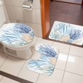 thumbnail image 5 of Ocean Coral Bathroom Rugs Set Watercolor Blue Green Orange Corals Sea Non Slip Absorbent Soft Bath Mats 3 Piece Set with Bathroom Rug, U-Shaped Floor Mat, Toilet Seat Cover Large Size, 5 of 9