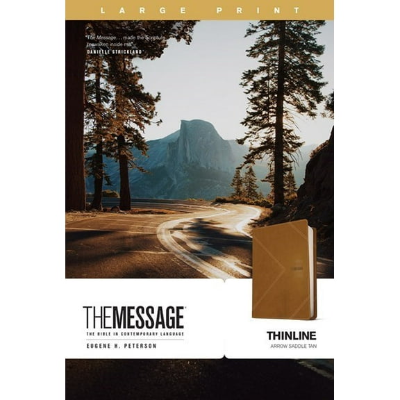 The Message Thinline Bible/Large Print-Arrow Saddle Tan LeatherLike