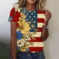 thumbnail image 5 of Tops de Ajuste Suelto para las Mujeres Día de la Independencia Impreso de Manga Corta Cuello Redondo Superior Luz Suave Tela Transpirable para la Moda Diaria Desgaste Casual Tops Cortos para las Muje, 5 of 5