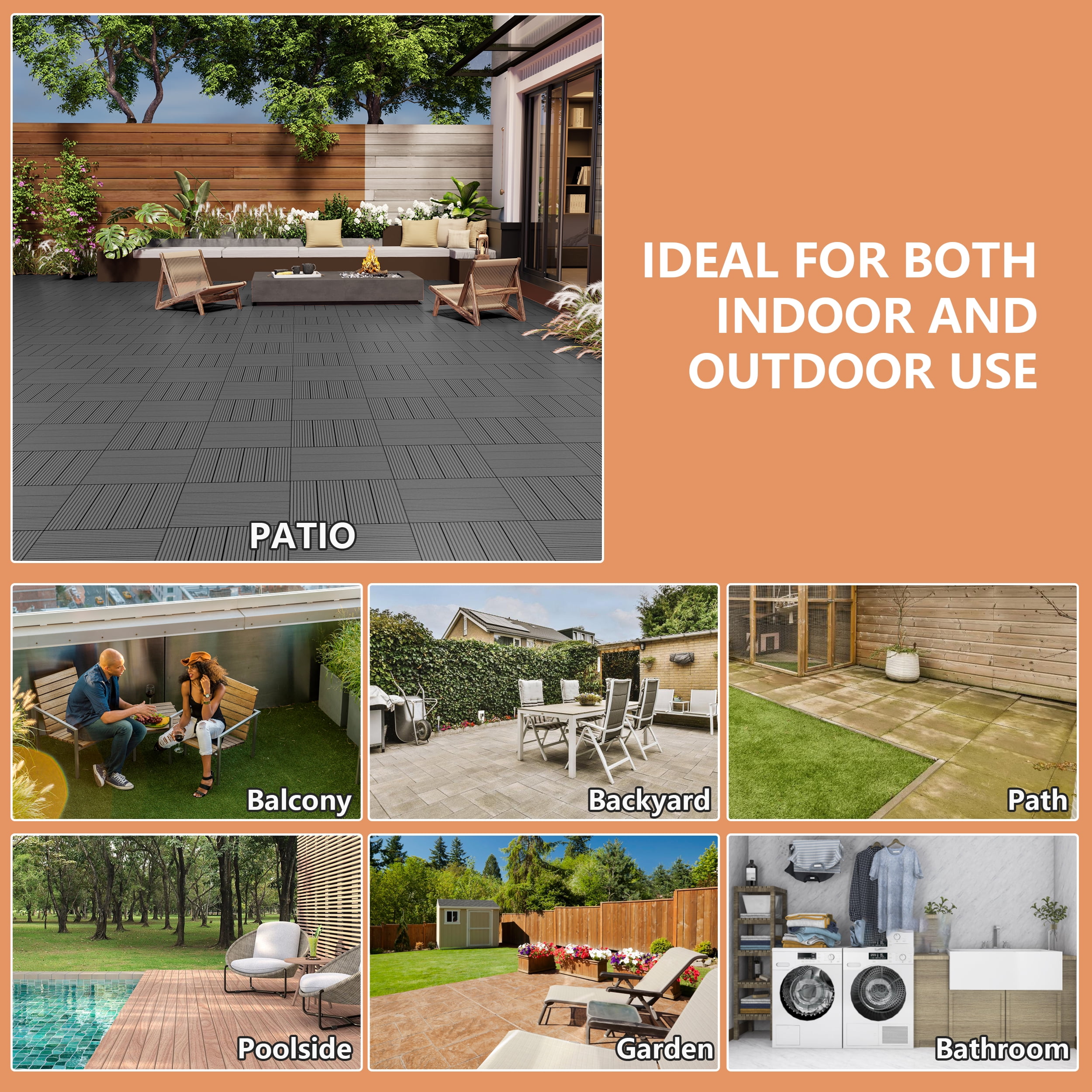 TrumanPick 72 PCS Deck Tiles Patio Pavers Interlocking
