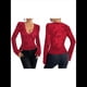 thumbnail image 3 of Blusa de Larga con Cuello Redondo y Encaje de con Bordado Floral para Mujer Rojo S, 3 of 7
