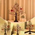 thumbnail image 3 of Vintage Glowing Tree with Cardinals, 24 LED Cardinal Christmas Tree with Lighted Branches & Berries, 21 Inch Lighted Mini Birch Trees for Xmas Indoor Tabletop Centerpiece Operated by Battery (2PCS), 3 of 8