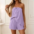 thumbnail image 4 of TEAJOPSUU 2 Piece Sets for Womens Bandeau Top Elastic Waist Shorts Sets Casual Summer Matching Sets Purple, 4 of 9