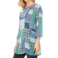 thumbnail image 3 of Sakkas Matia Women's Casual Summer Cotton Long Sleeve Print Loose Tunic Top Blouse - 19923-blue - L/XL, 3 of 5