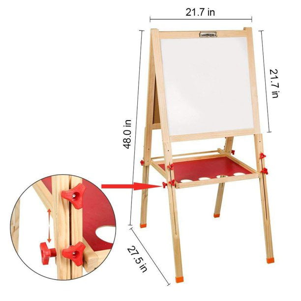 Numbers and Other Accessories for Kids and Tollders Arkmiido Kids Easel with Paper Roll Double-Sided Whiteboard & Chalkboard Standing Easel with Bonus Magnetics with Paper roll 