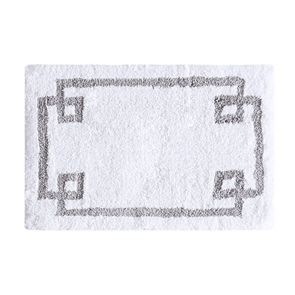 MAYEERTY 100% Medium Pile Cotton Tufted Bath Rug, White, 20"W x 30"L