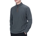 thumbnail image 2 of Casual Long Sleeve Shirts for Men Big and Tall M-4XL Zipper Stand Collared Plus Size Basic Solid Loose Comfort Pullover Workout Tees Tops, 2 of 8