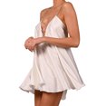 thumbnail image 1 of ITFABS Women’s Solid Color Hollow V-neck Chain Suspender A-line Short Dress, 1 of 9