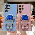 thumbnail image 4 of case for Samsung Galaxy S22 Ultra Case, Cute Starry Sky Plated 3D Astronaut Hidden Kickstand Holder S22 Ultra Case for Women Girls Soft TPU Full Camera Lens Protection Shockproof Alien Case (Purple), 4 of 9