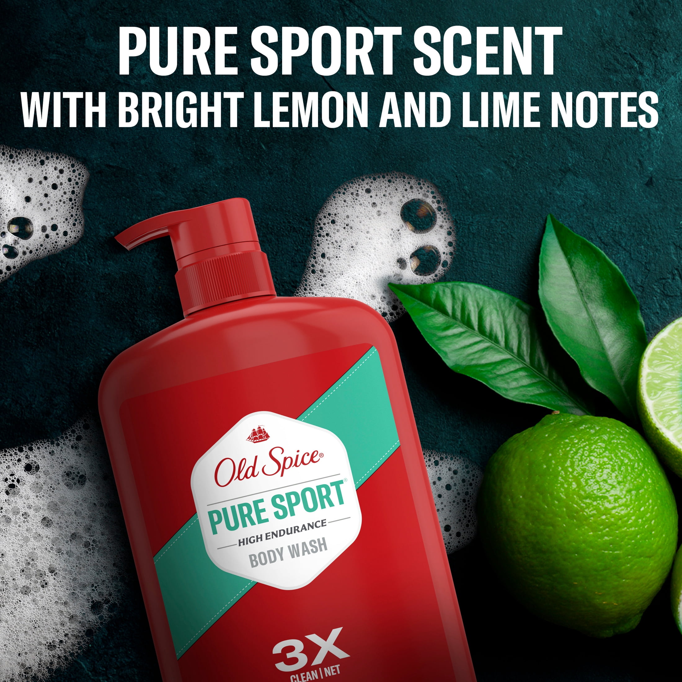 (4 pack) Old Spice Body Wash for Men, Pure Sport, 24/7 Shower Fresh, 33.4 fl oz