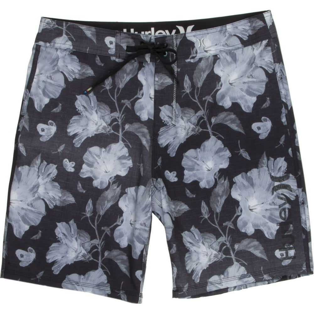Hurley - Hurley NEW Black Mens Size 36 Floral Print Drawstring Board ...