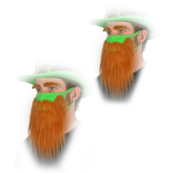 (2 Pack) Encased Funny Bearded Leprechaun St Patricks Day Face Masks for Adults