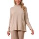 thumbnail image 1 of Suéter casual de punto con bolsillo y cuello alto para mujer Inspire Chic, de manga larga, otoño e invierno, talla S, color caqui, 1 of 6