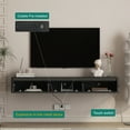 thumbnail image 3 of Aukfa Floating TV Stand for TVs up to 75",Wall Mounted TV Shelf High Gloss TV Cabinet with Led Lights & Power Outlet,Black, 3 of 7
