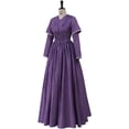thumbnail image 3 of Women's Vintage Victorian Dress Purple Plaid Pleated Long Sleeve Gown Scotland Rural Dress, 3 of 7