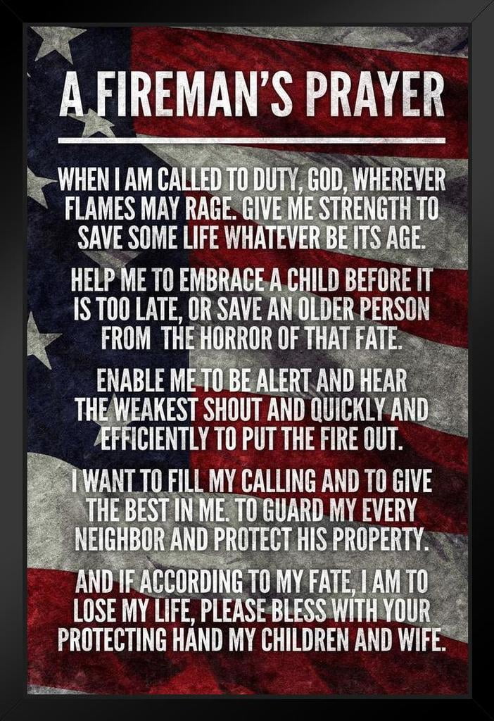 A Firemans Prayer Firefighter American Flag Patriotic Posters American ...