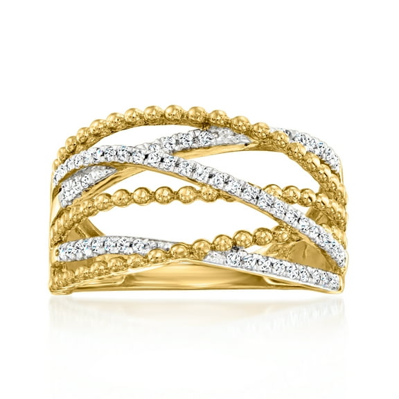 Ross-Simons 0.25 ct. t.w. Diamond Beaded Highway Ring in 18kt Gold Over Sterling, Women's, Adult