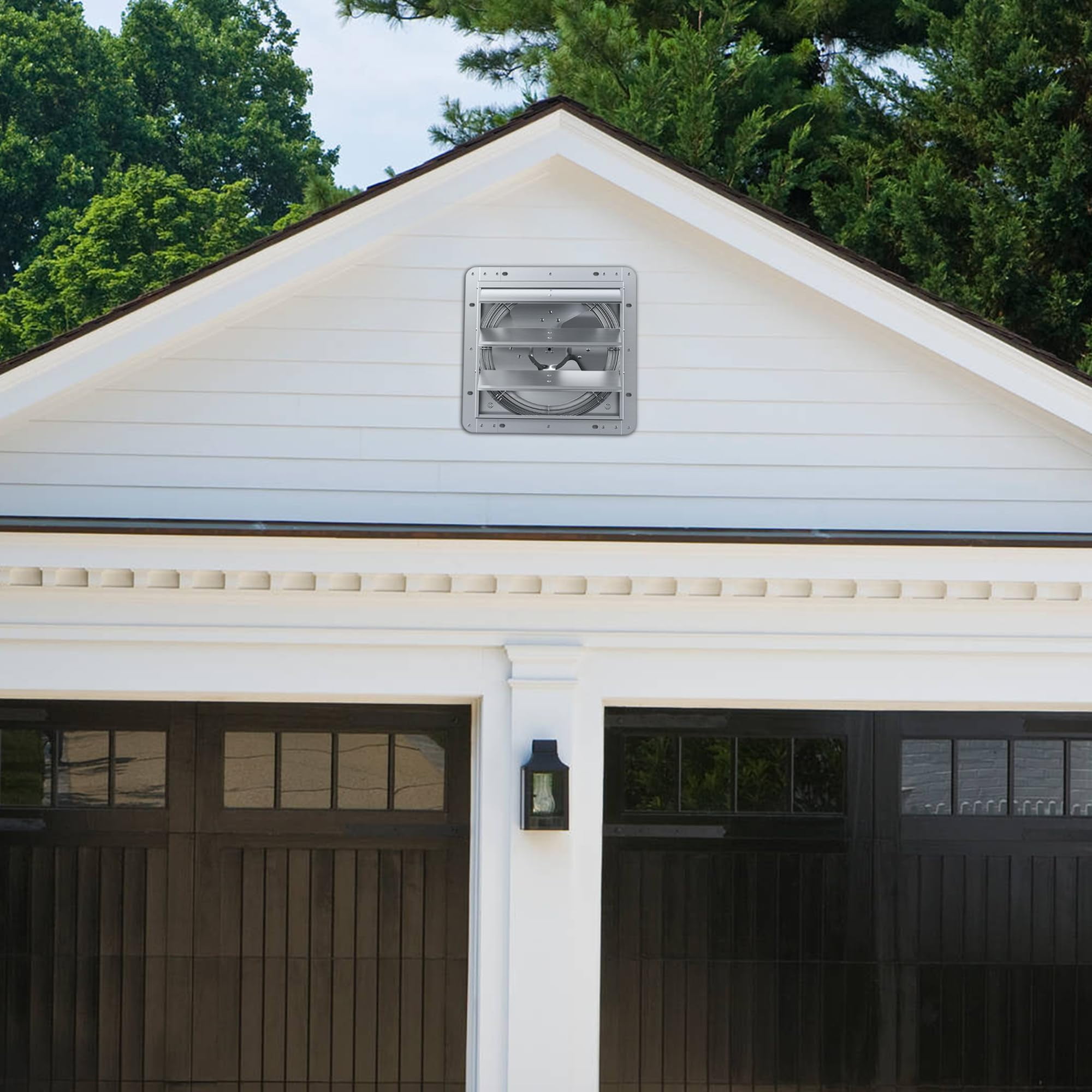 HAN'KITCHEN'LON'S 14" Aluminum Wall Mounted Shutter Exhaust Fan, 1558 CFM High-Speed Vent for Attic, Greenhouse, Shed, Shop, Garage