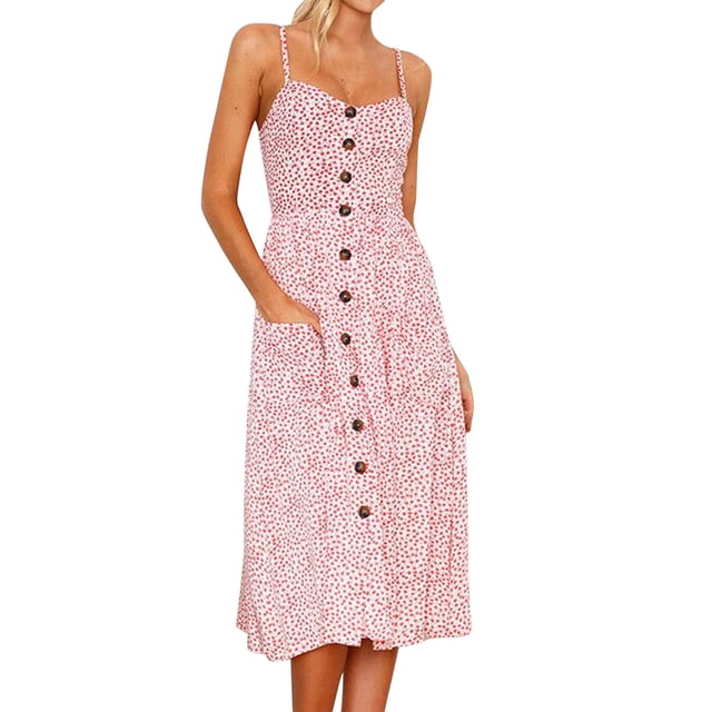 snowsong Robe d'Été, Robes d'Été pour Femmes Boho Décontractée Robe d'Été Col Rond Sans Manches Robe de Plage Robe Évasée Robe de Plage Slim, Robes Sexy, Robes Hawaïennes Robe Rose 3TG