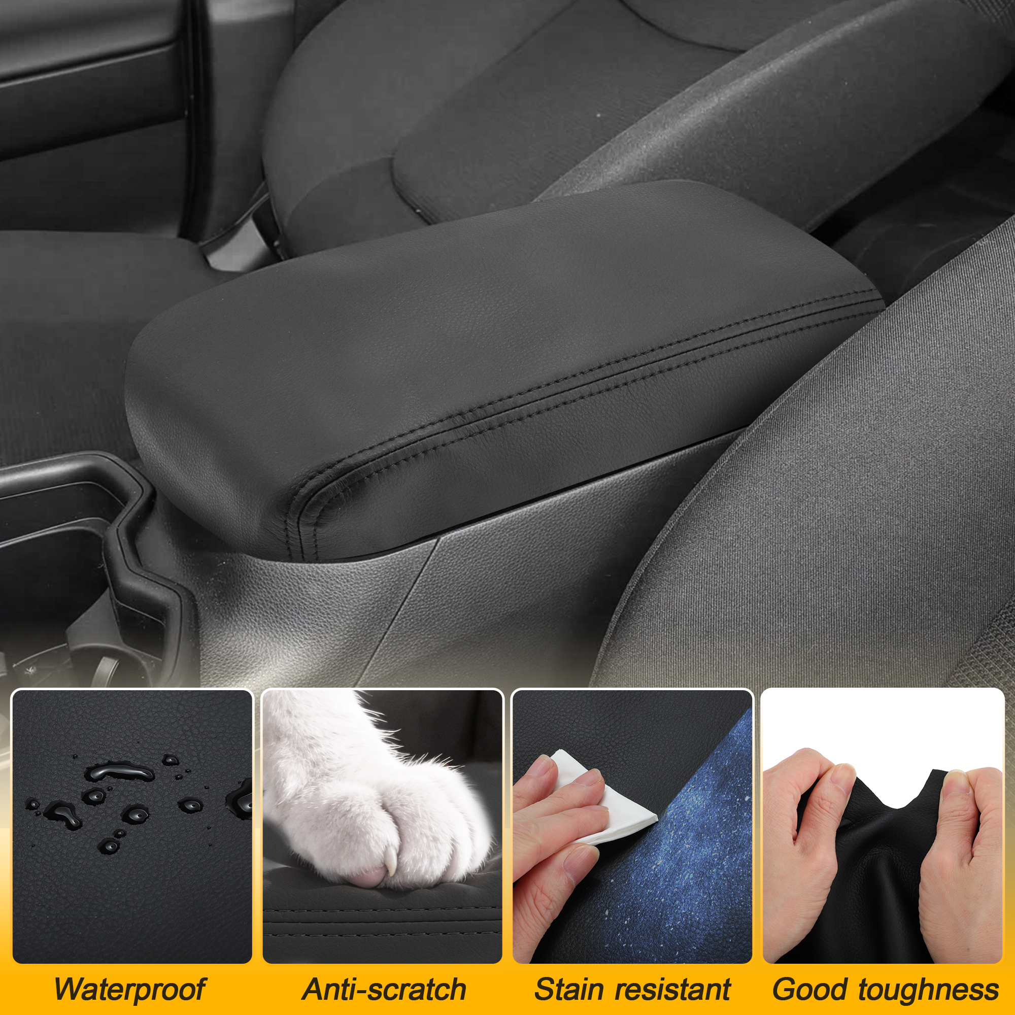 Unique Bargains Console Armrest Cover for Subaru Crosstrek 2012-2017 Black