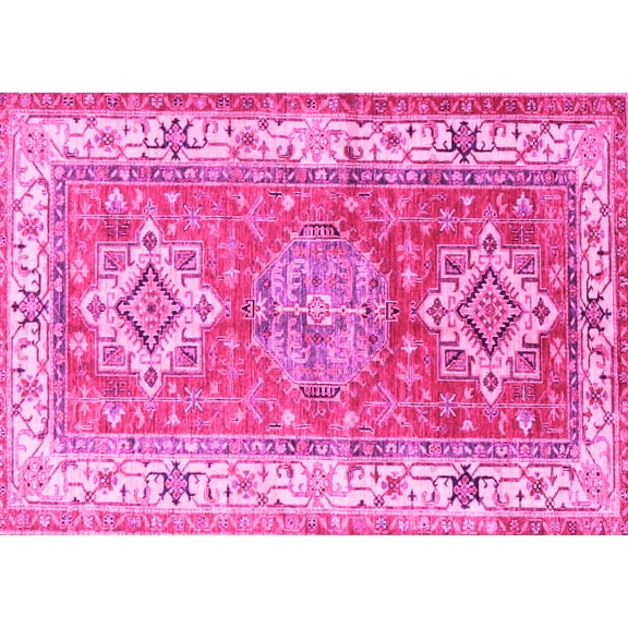 Ahgly Company Indoor Rectangle Geometric Pink Traditional Area Rugs, 2' x 3'