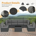 thumbnail image 3 of Danrelax 7-Piece Outdoor Sectional Sofa Patio Conversation Set, PE Rattan Wicker Furniture, Steel Frame in Gray w/ Gray Rattan, 3 of 7