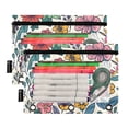 thumbnail image 2 of Doodle Flowers and Leaves 2 Pack Pencil Pouch for 3 Ring Binder Smooth Zipper Folders with Pockets Clear Window Pencil Case, 2 of 6