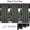 thumbnail image 4 of NICETOWN Thermal Insulated Outdoor Curtains for Patio Waterproof, Privacy Windproof Top Grommet & Bottom Backtab Quilted Blackout Curtain, Gray, W52 x L84, 1 Panel, 4 of 8