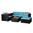 thumbnail image 2 of CRO Decor Outdoor Patio Furniture 6-Piece Brown PE Rattan Cushioned Sofa Sets, 2 of 14