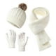 thumbnail image 2 of Conjunto de gorro y guantes de punto de invierno | Material de terciopelo Negro, Azul marino, Rosa, Beige, Blanco, Vino, Morado, Plata | Accesorios para exteriores gruesos y cálidos | Aislamiento, 2 of 6
