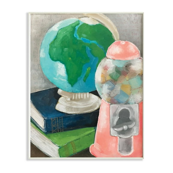 The Stupell Home Decor Watercolor Nostalgic Still Life Globe and Gumball Machine