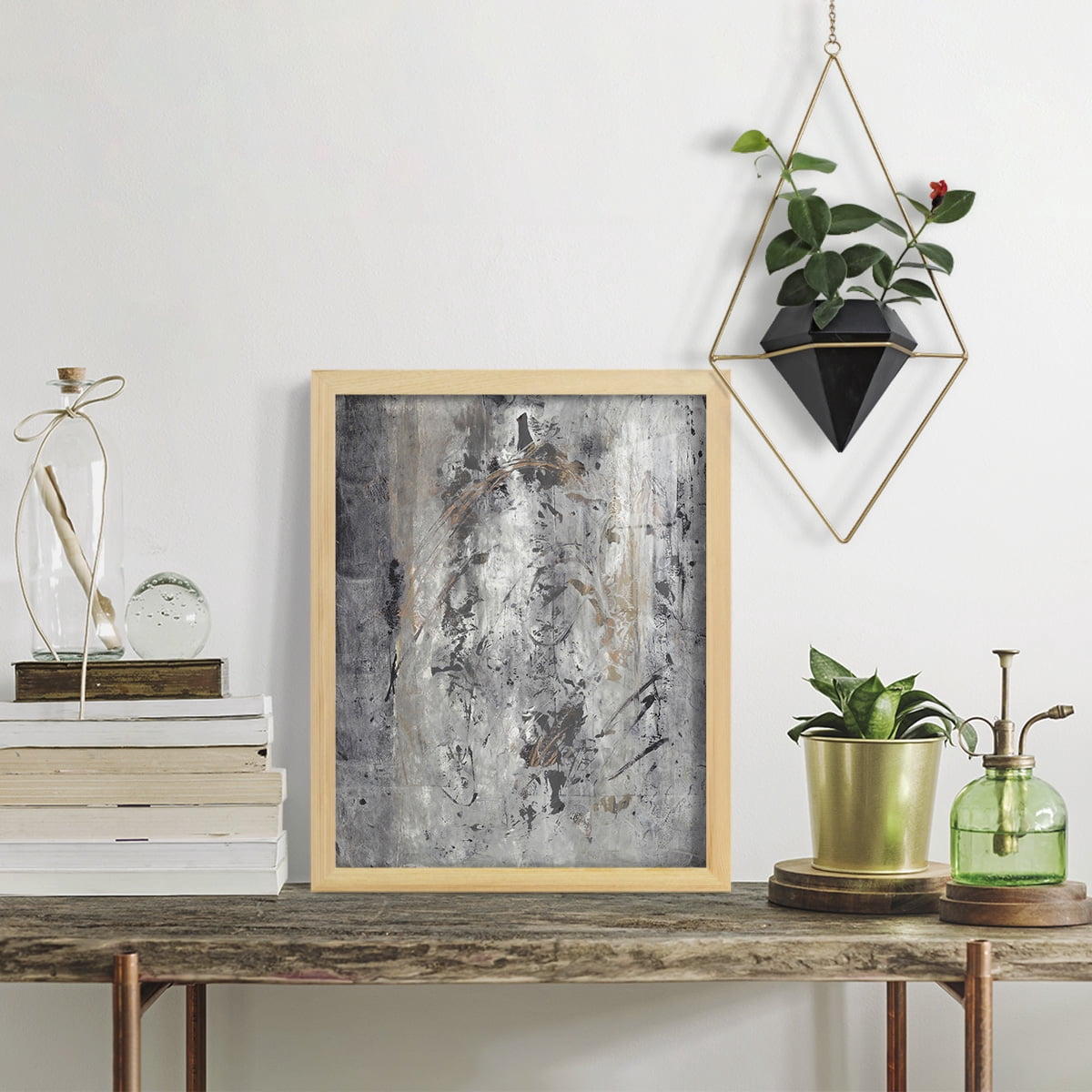 Ancient Marks II - Framed Print w/glass - Natural Wood