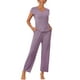 thumbnail image 1 of Conjunto de pijama de modal de manga corta para mujer INSPIRE CHIC, 2 piezas, ropa de casa, pantalones largos, sudadera, morado, 1 of 6
