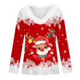 thumbnail image 4 of iTNHFP T-Shirt Canada pour Femmes Manches Longues Mode Décontractée Automne Hiver Col en V Imprimé de Noël, 4 of 4