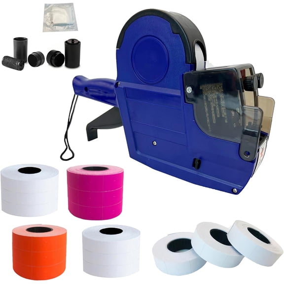 Price Gun Labeler,2 Line 20-Digit Pricing Stickers Machine w/ 1500 Red 1500 Orange 4800 White Labels 2 Ink Rolls,Date Code Tagging Maker for Retail Garage Sale, Tag Applicator (Elite)$$Office