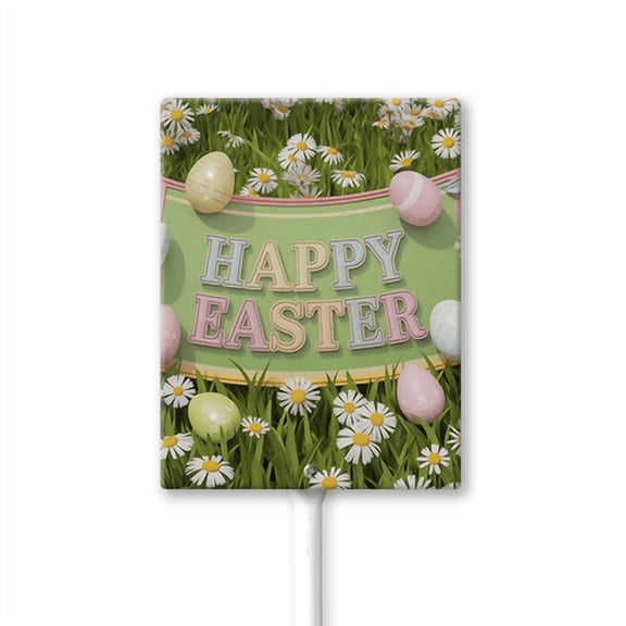 Eveokoki Happy Easter Yard Signs with Metal Stakes Outdoor Decorations Religious Jesus Waterproof Lawn Sign Christian Holiday Party Decor Supplies for Spring Holiday Garden Lawn Decor 4.6x6Inch