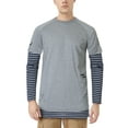 thumbnail image 1 of Ma Croix Mens Casual Double Layered Ripped Style Long Sleeve Shirt, 1 of 6