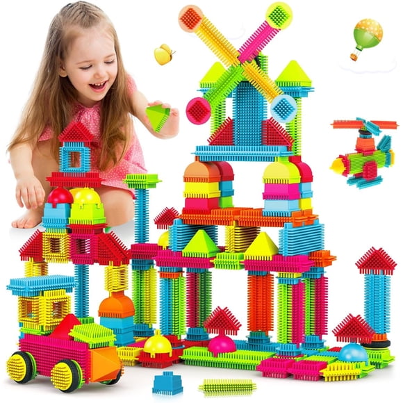 Bristle Blocks,Interlocking Building Blocks Construction Toys for 3 4 5 6 Year Old Boys Girls,Enlarge Building Toy for Creativity Skill,Durable Sensory Toys for Toddlers Christmas Bir
