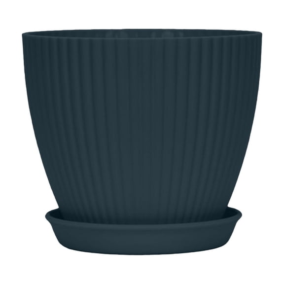COM1950s Plastic Planter With Drainage Holes and Saucer, Thickened Round Flower Pot for Indoor Outdoor Plants, Houseplants and Herbs