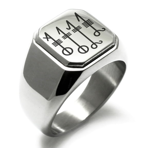 Stainless Steel Svefnthorn Volsungs Viking Norse Engraved Square Flat Top Biker Style Polished Signet Ring